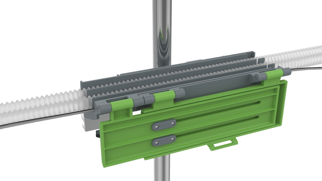 Digital design of an opened medical device intended to manage tubes in the ICU.