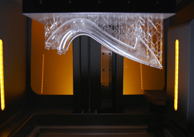 A translucent SLA Part in the 3D Printer