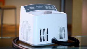 A portable in-home medical device used for the relief of pain and swelling.
